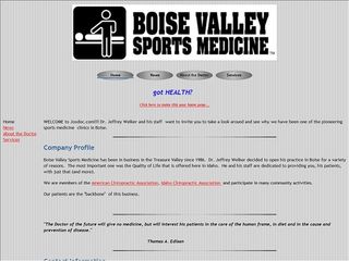 Web site www.joxdoc.com, Boise Valley Sports Medicine